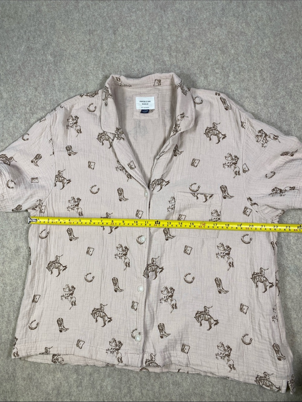 American Eagle AE Lounge Western Cowboy Print Pajama Set XL Cotton - Picture 10 of 11